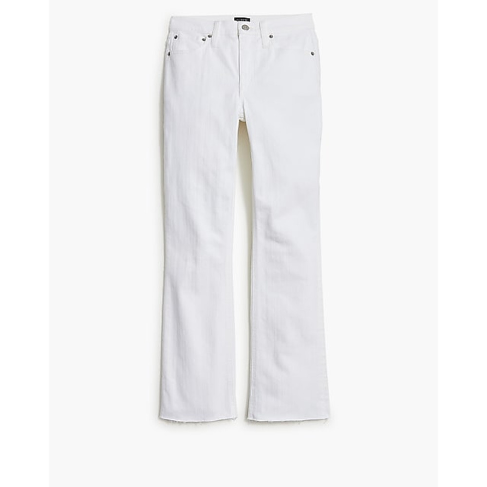 J.Crew Factory Petite Flare Casual Crop Denim Signature Stretch White P28 NWT